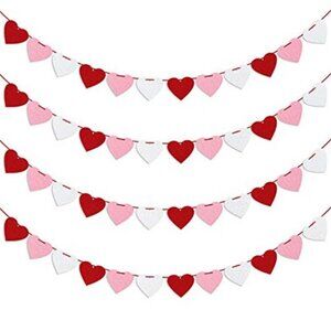 Felt Heart Garland Banner Valentines Decorations Wedding Birthday Party Decor